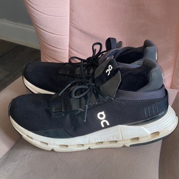 On Running Shoes - On Running Cloud Nova Black and White Athletic Shoes